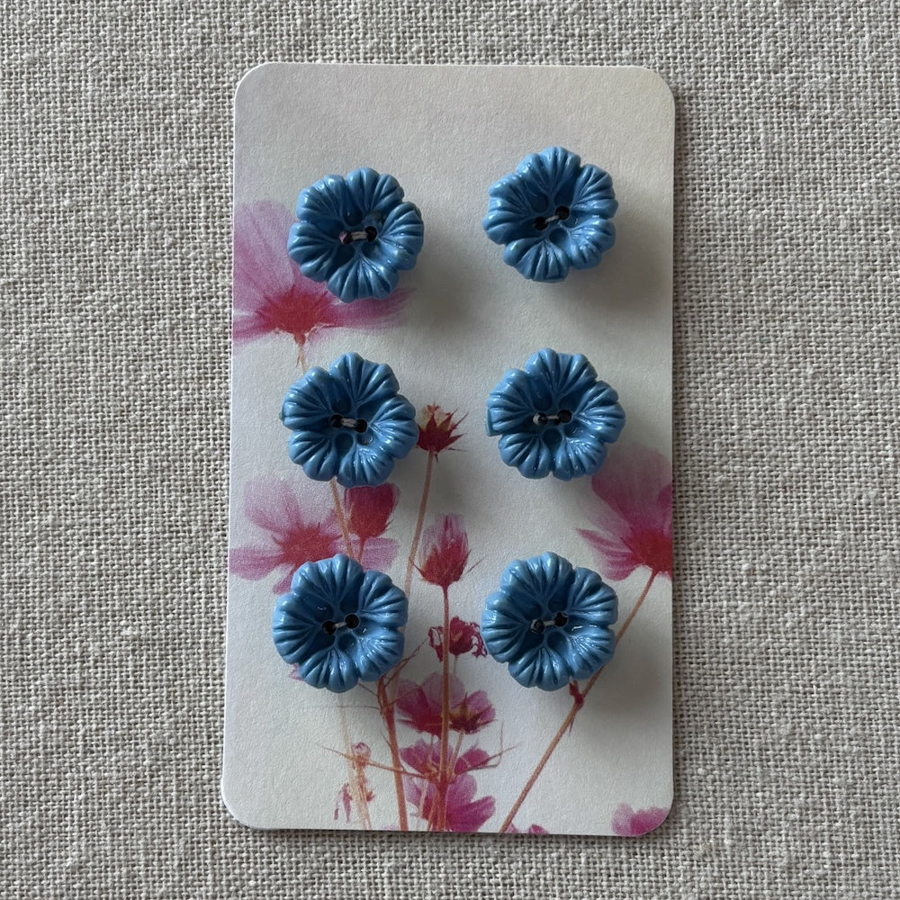 1950's Blue Flower Buttons 17mm x 6