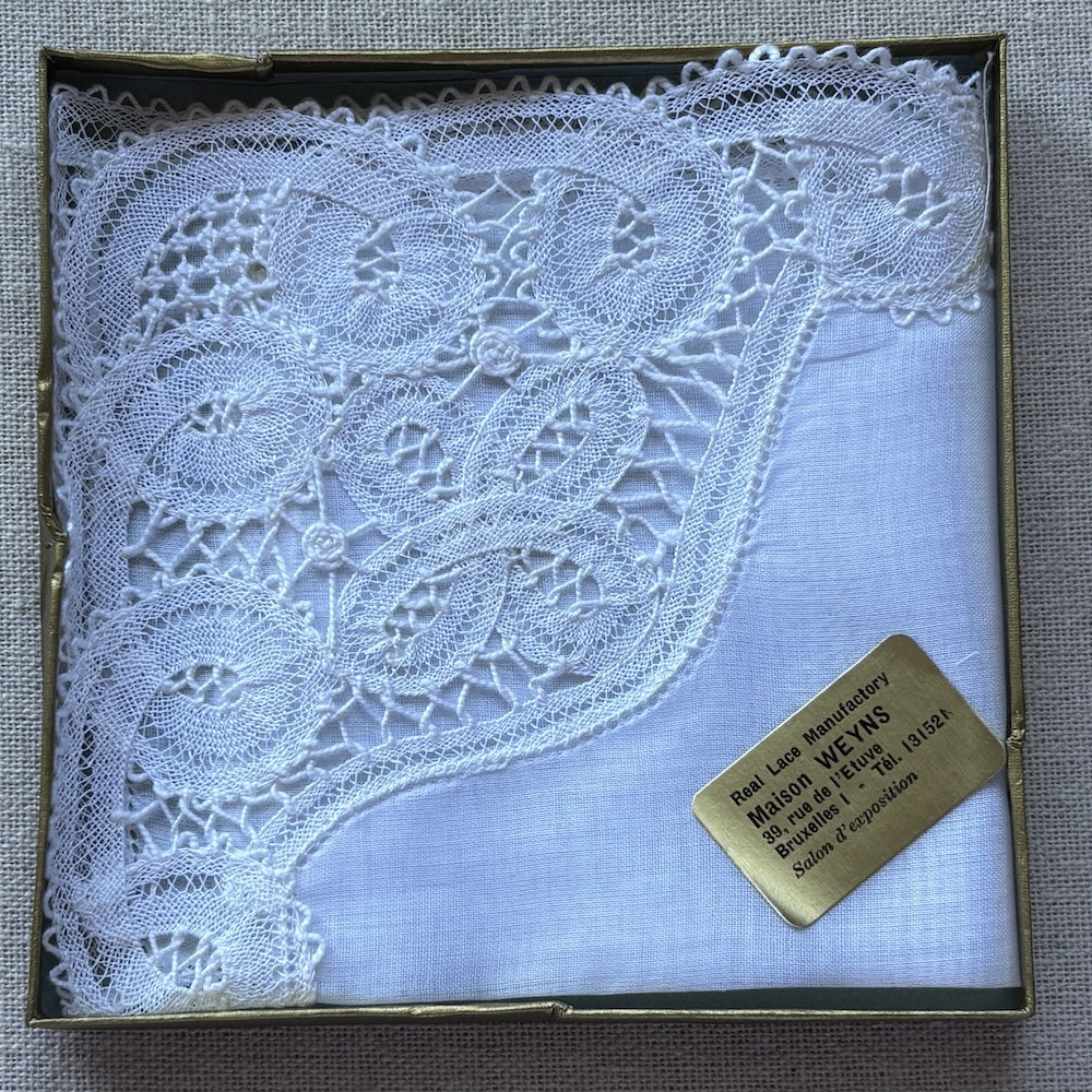 Vintage Battenburg Lace Handkerchief from Brussels