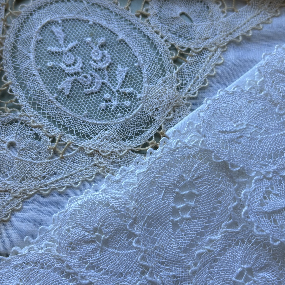 Vintage Battenburg and Net Lace Handkerchiefs from Brussels