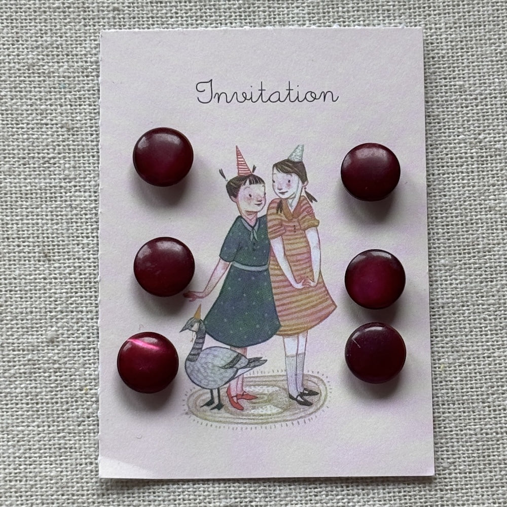 Vintage Maroon Mother of Pearl 11mm Shank Buttons
