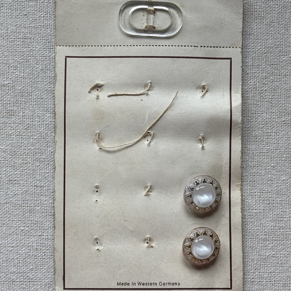 White Moonglow Buttons with Gold Gilt
