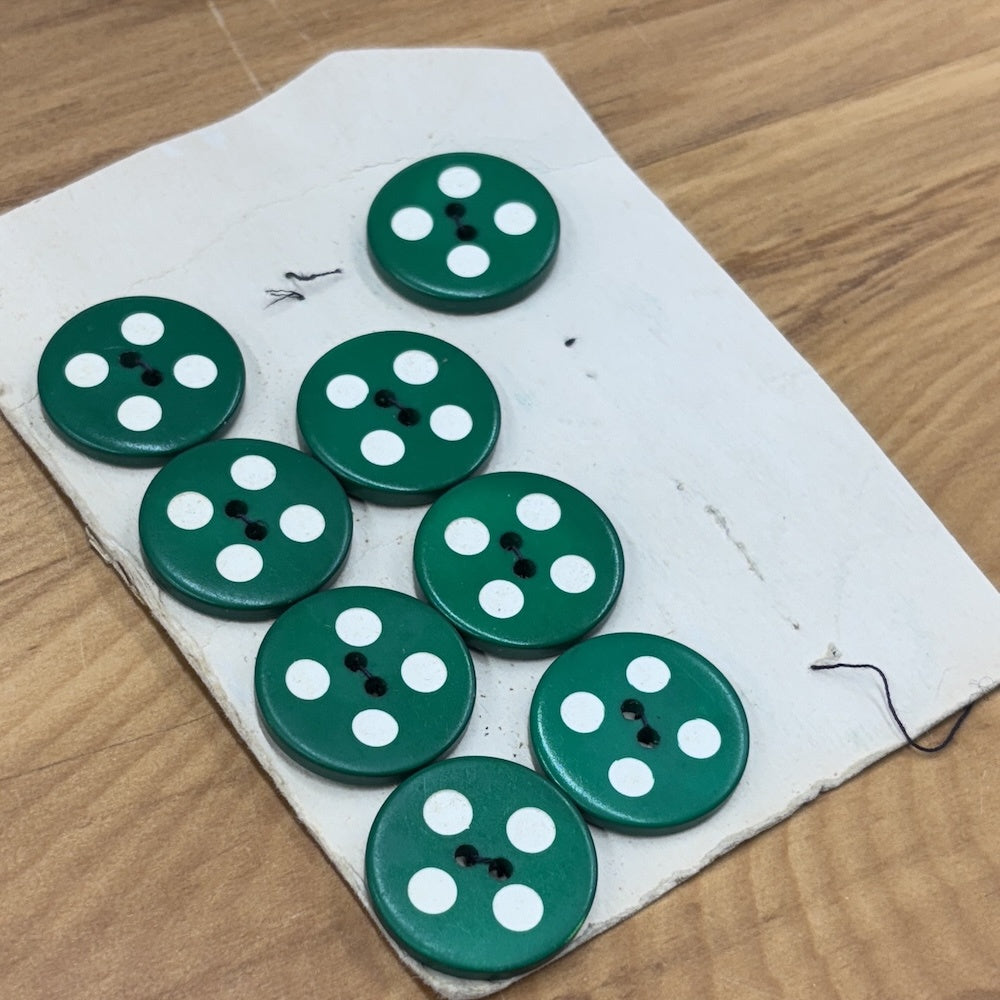 Vintage Kelly Green Polka Dot Buttons 22mm x 8