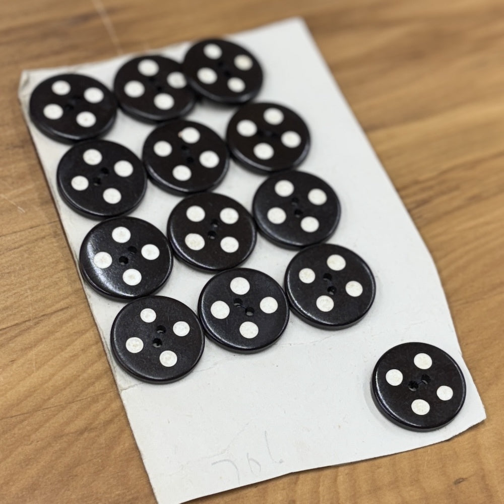 Vintage Chocolate Polka Dot Buttons 22mm x 13