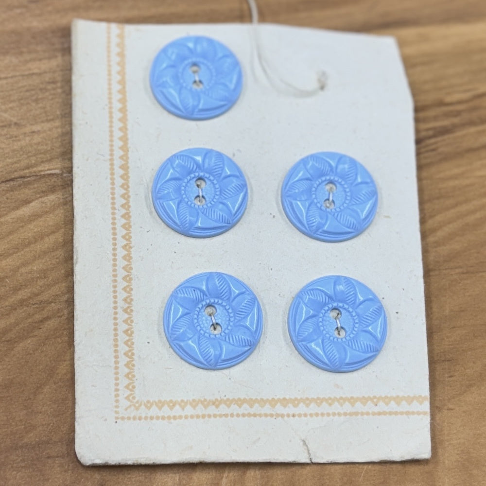 Powder Blue Pressed Flower Buttons 19mm x 5