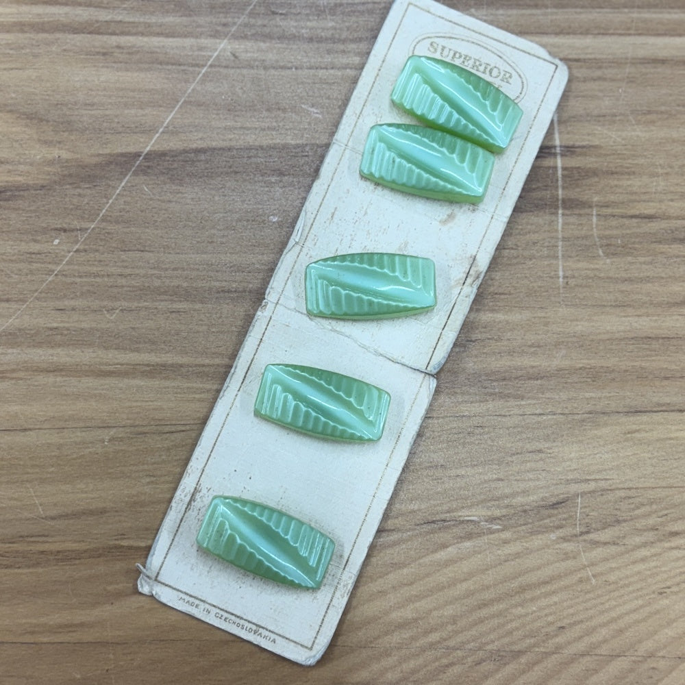 Soft Green Vintage Lozenge Shaped Buttons x 5
