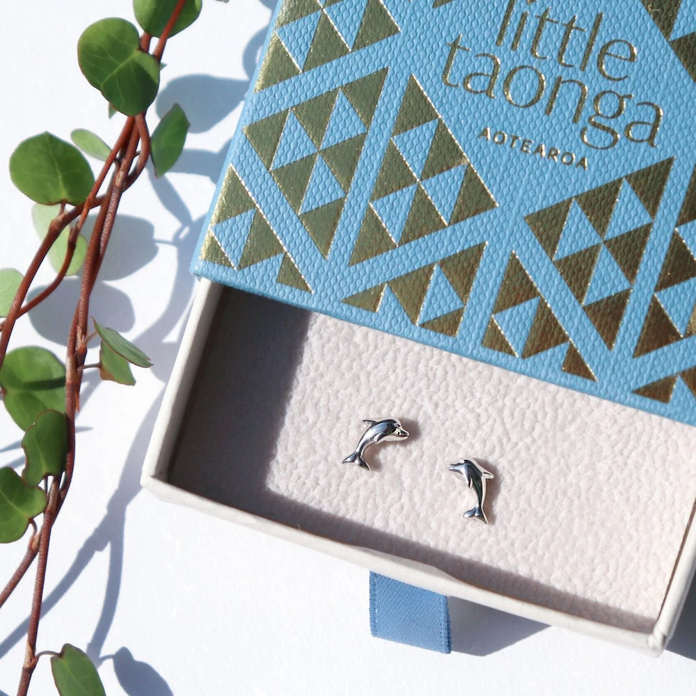 Little Taonga - Petite Dolphin Sterling Silver Earrings