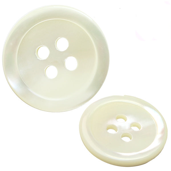 Mother of Pearl Button Raised Edge 4 Hole