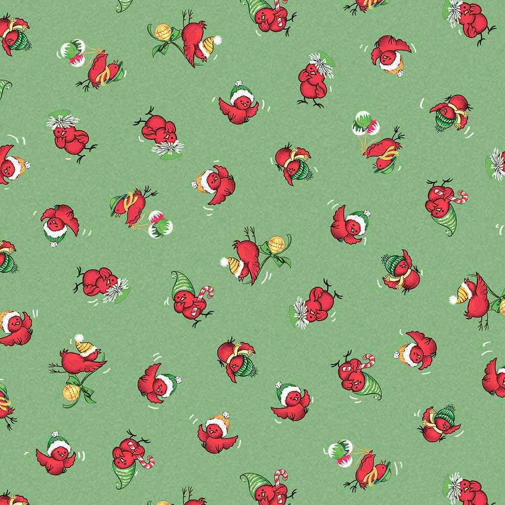 Merry Melody Jolly Cardinals in Green