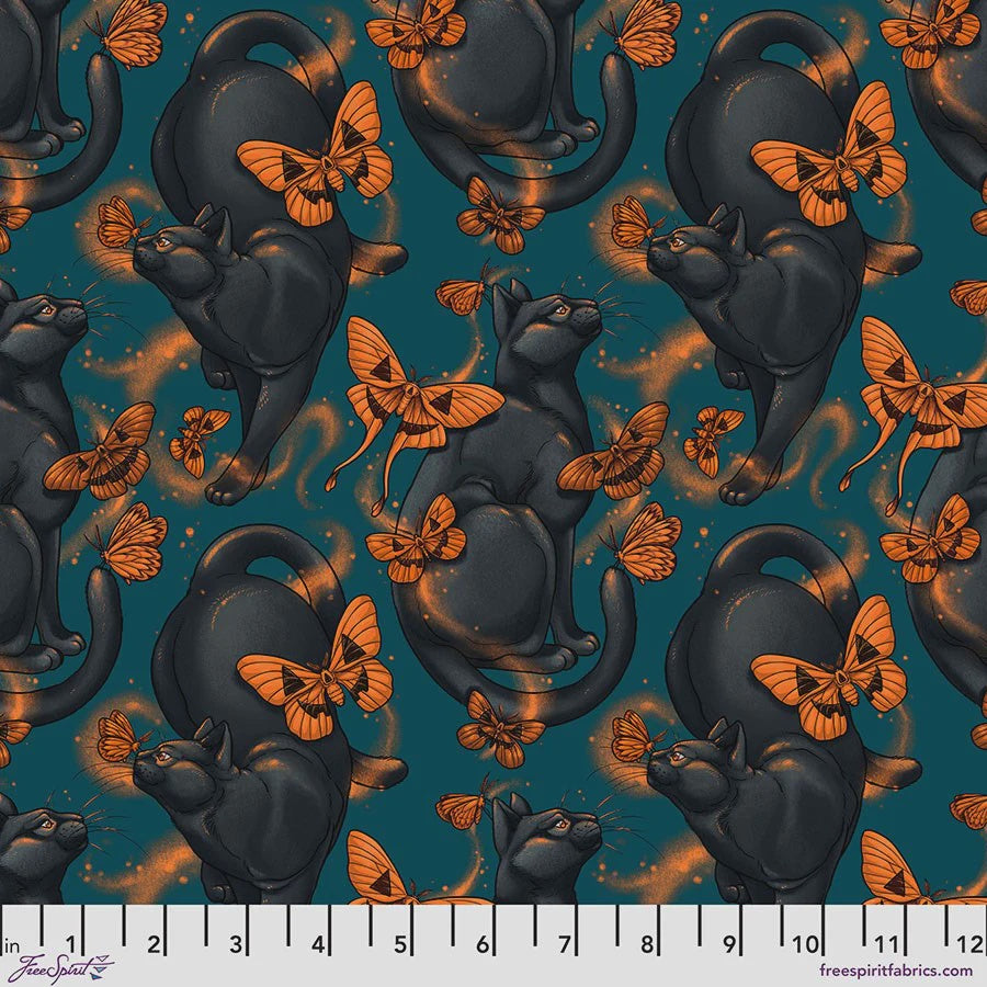 Mystic Moonlight Moth Cat in Turquoise