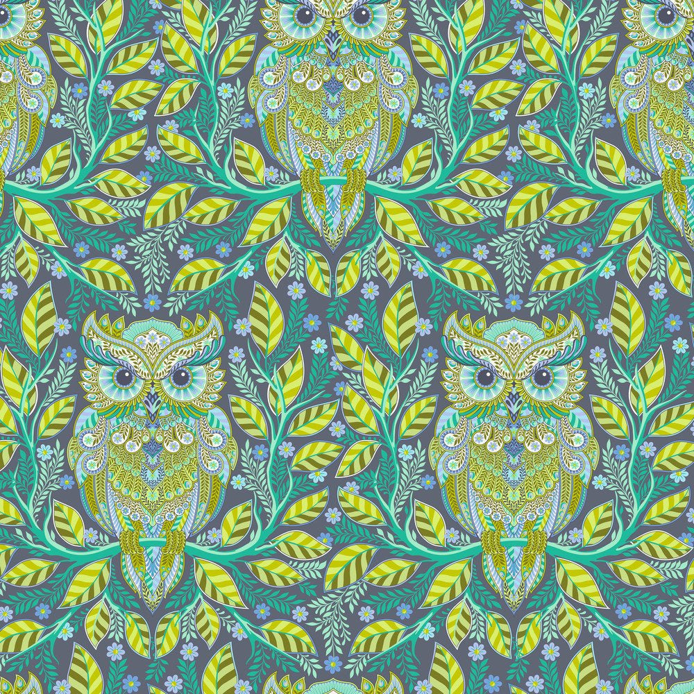 Full Moon Forest 2 Hootie Patootie in Starlight Pattern Repeat