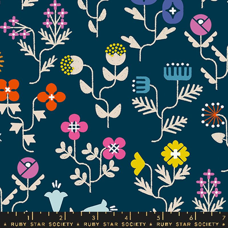 Salutations - Foget Me Not Linen Canvas in Navy
