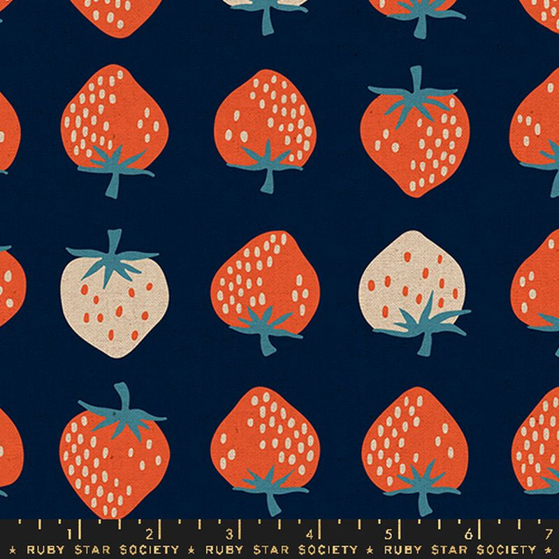 Strawberry Linen Canvas in Navy