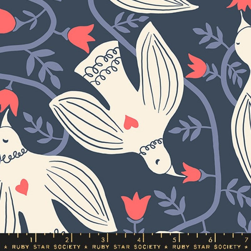 Endpaper Hummingbirds Linen Canvas in Smoke
