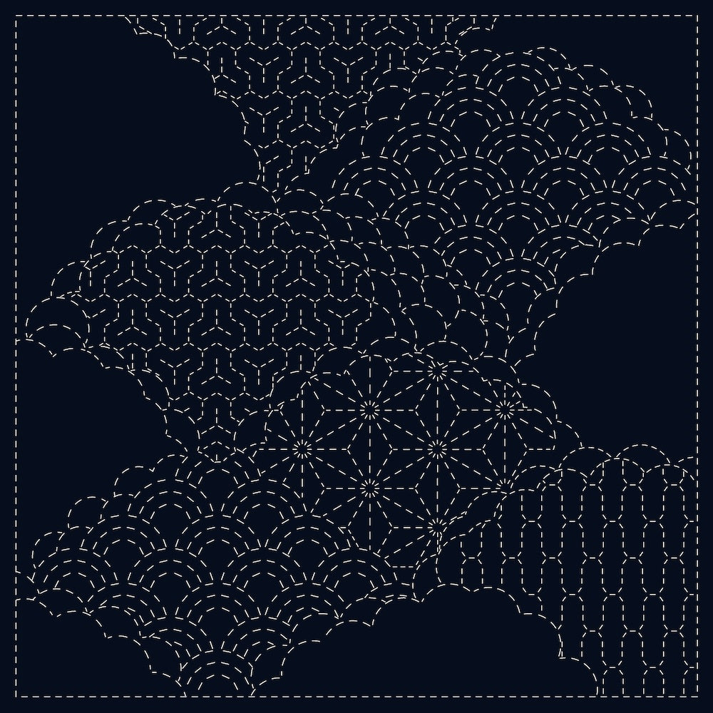 Pre Printed Sashiko Panel - Cumulus Cloud