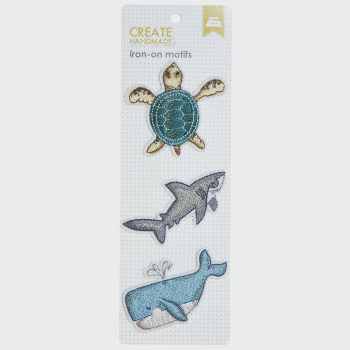 Turtle, Shark and Whale Iron on Motifs