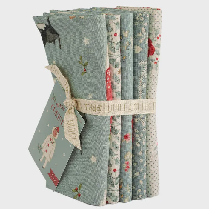Tilda Merry Little Christmas Fat Quarter Bundle Duck Egg