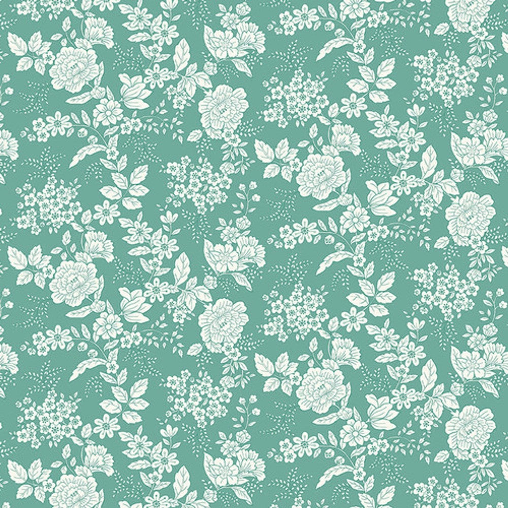 Tranquility Floral in Dark Aqua