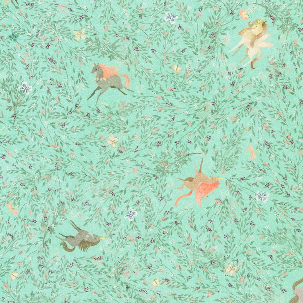 Unicorn Meadow Unicorn Floral in Seafoam