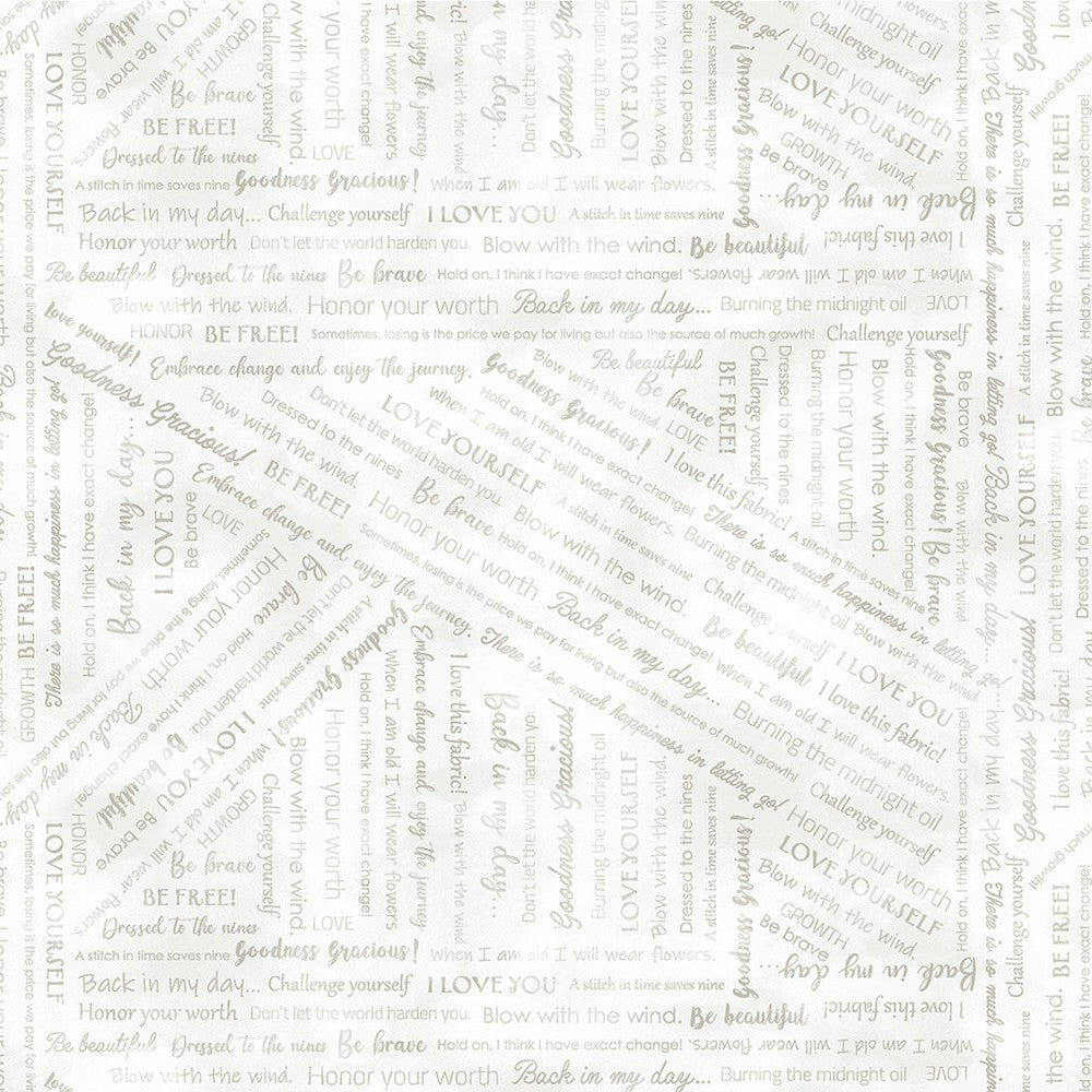 Goodness Gracious!  Collaged Phrases in White