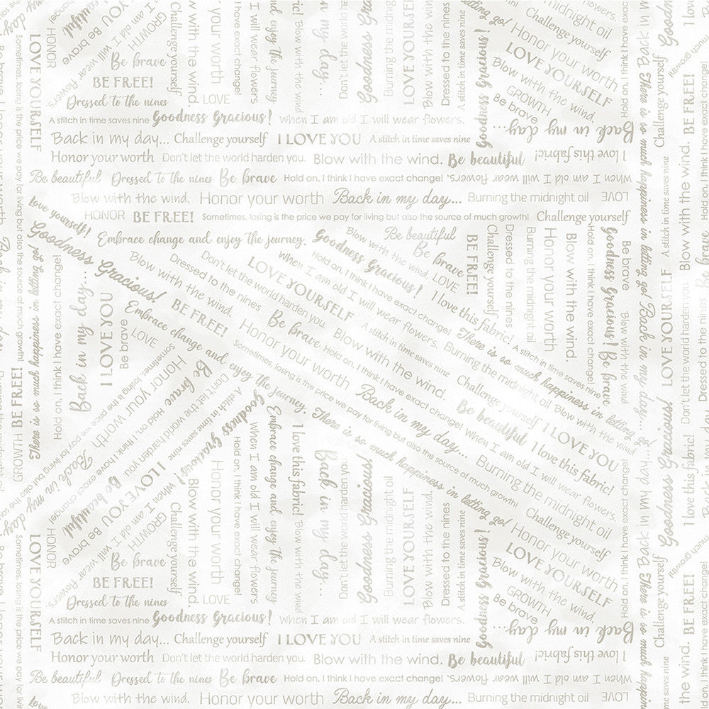 Goodness Gracious! Collaged Phrases in White