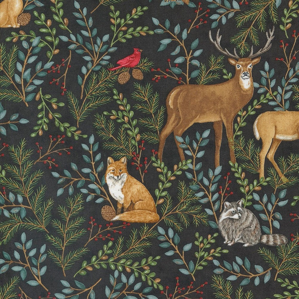 Woodland Winter All Over in Charcoal Black