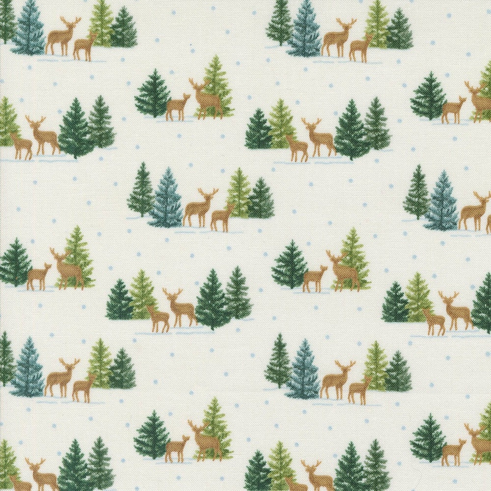 Woodland Winter Tiny Tree & Deer in Snowy White