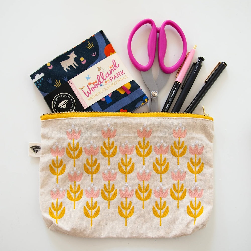 Gathering Embroidered Pouch