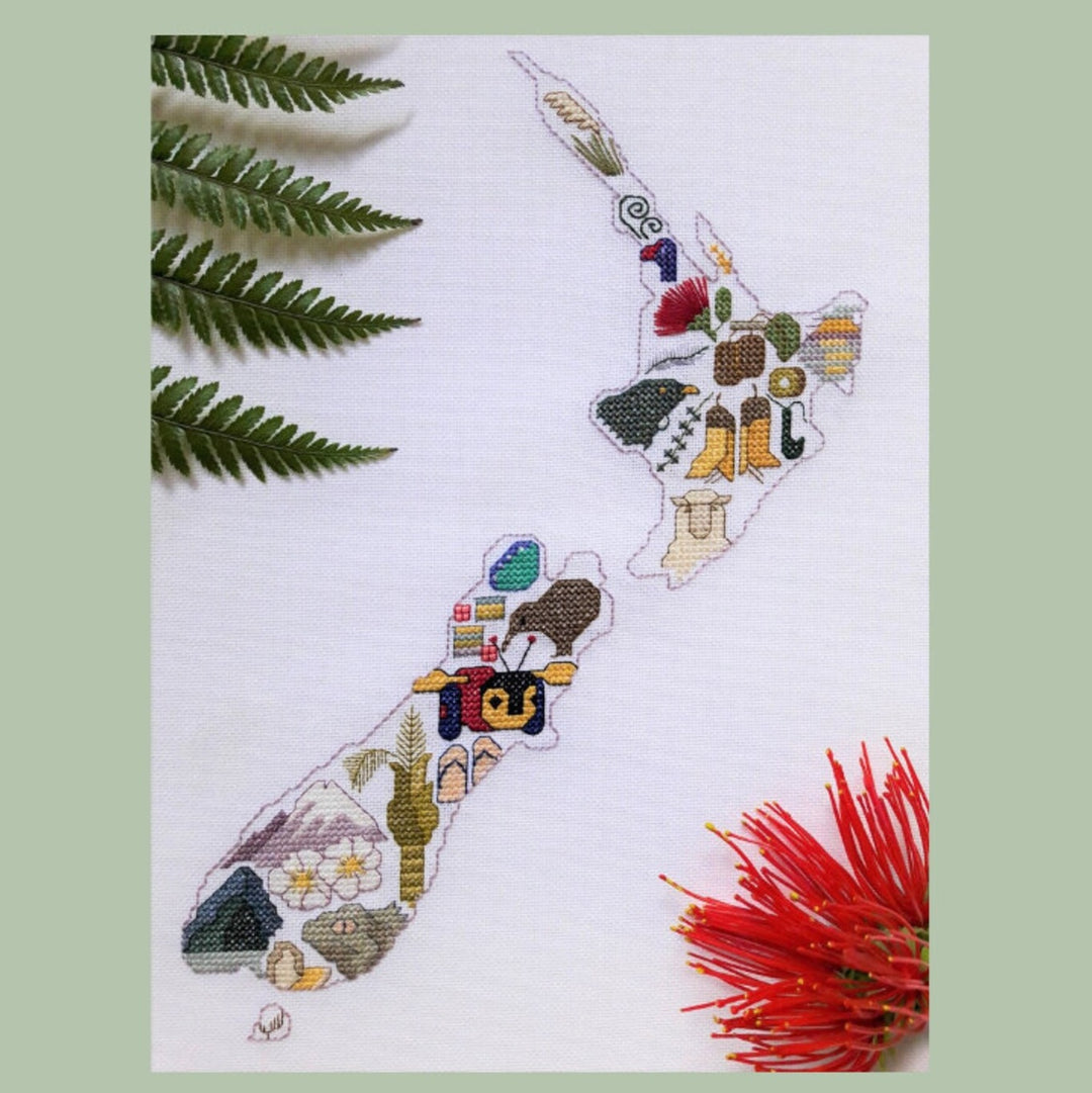 Map of New Zealand With Kiwi Icons