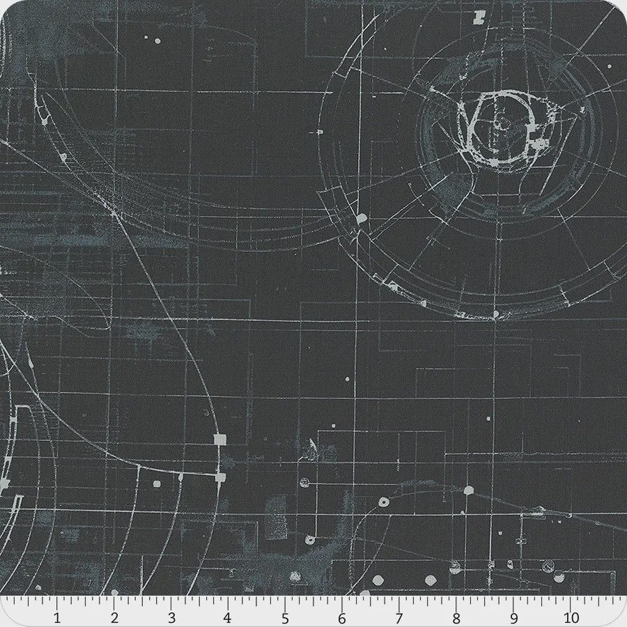 108" Wideback Modern Background Blueprint in Navy