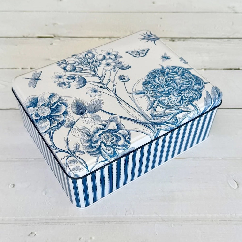 Sanderson Etchings and Roses Deep Rectangle Tin