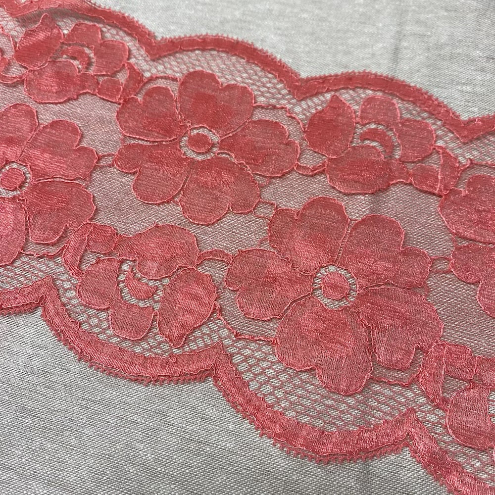 Coral Pink Soft Floral Lace
