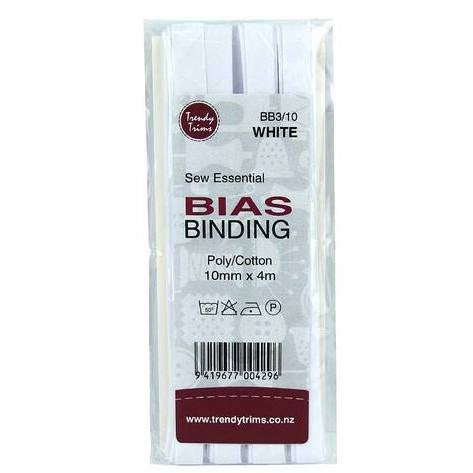 Bias Binding - White 10mm x 4m