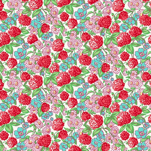 Nana Mae V 1930's Clover and Daisies in Red