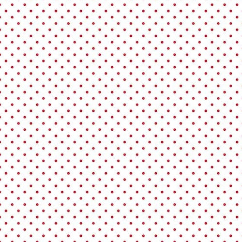 Swiss Dot Red on White