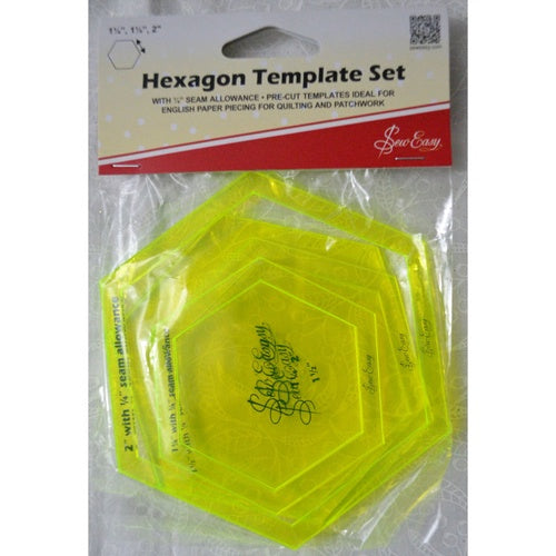 Hexagon Template Set 1 ¼, 1 ½, and 2"