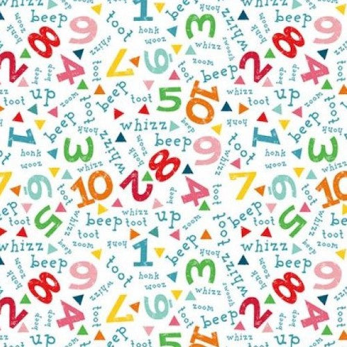 Busy Street - Words and Numbers in White
