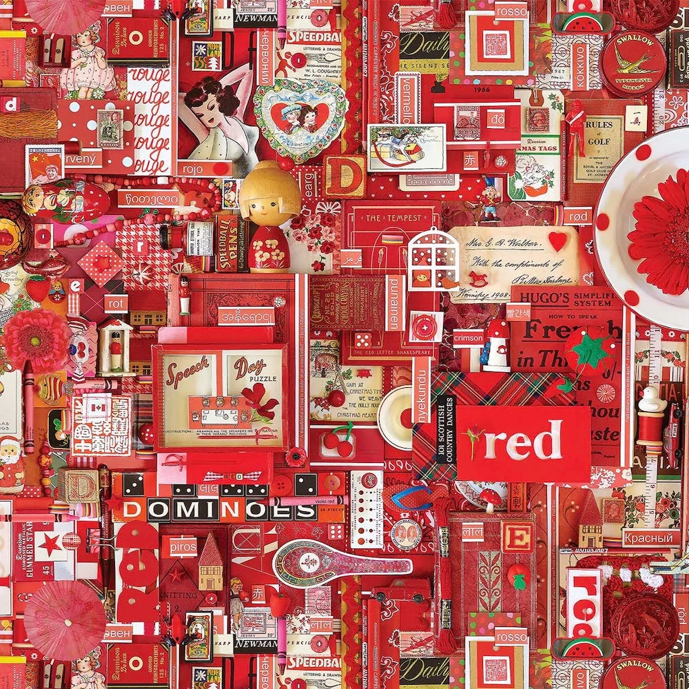 Colour Collage in Red Remnant 49cm