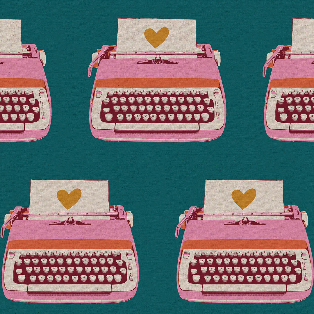Darlings 2 Typewriters Canvas in Teal