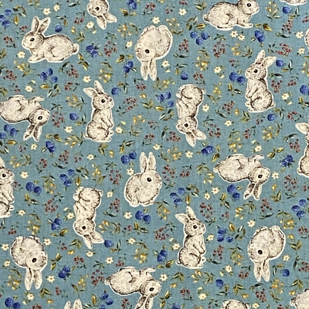 Forest Friends Rabbits on Teal