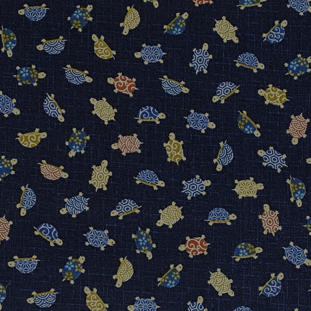 Turtles on Indigo Remnant 49cm