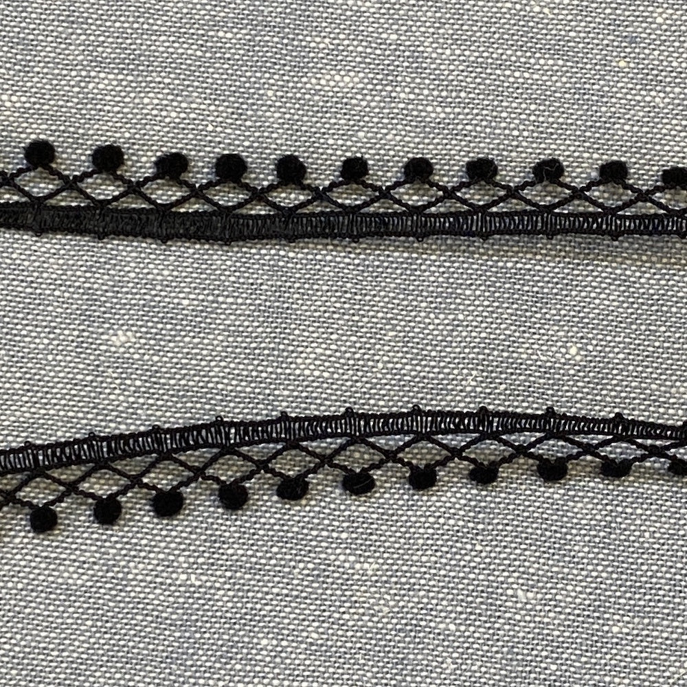 Vintage Tiny Black Bobble Lace Trim