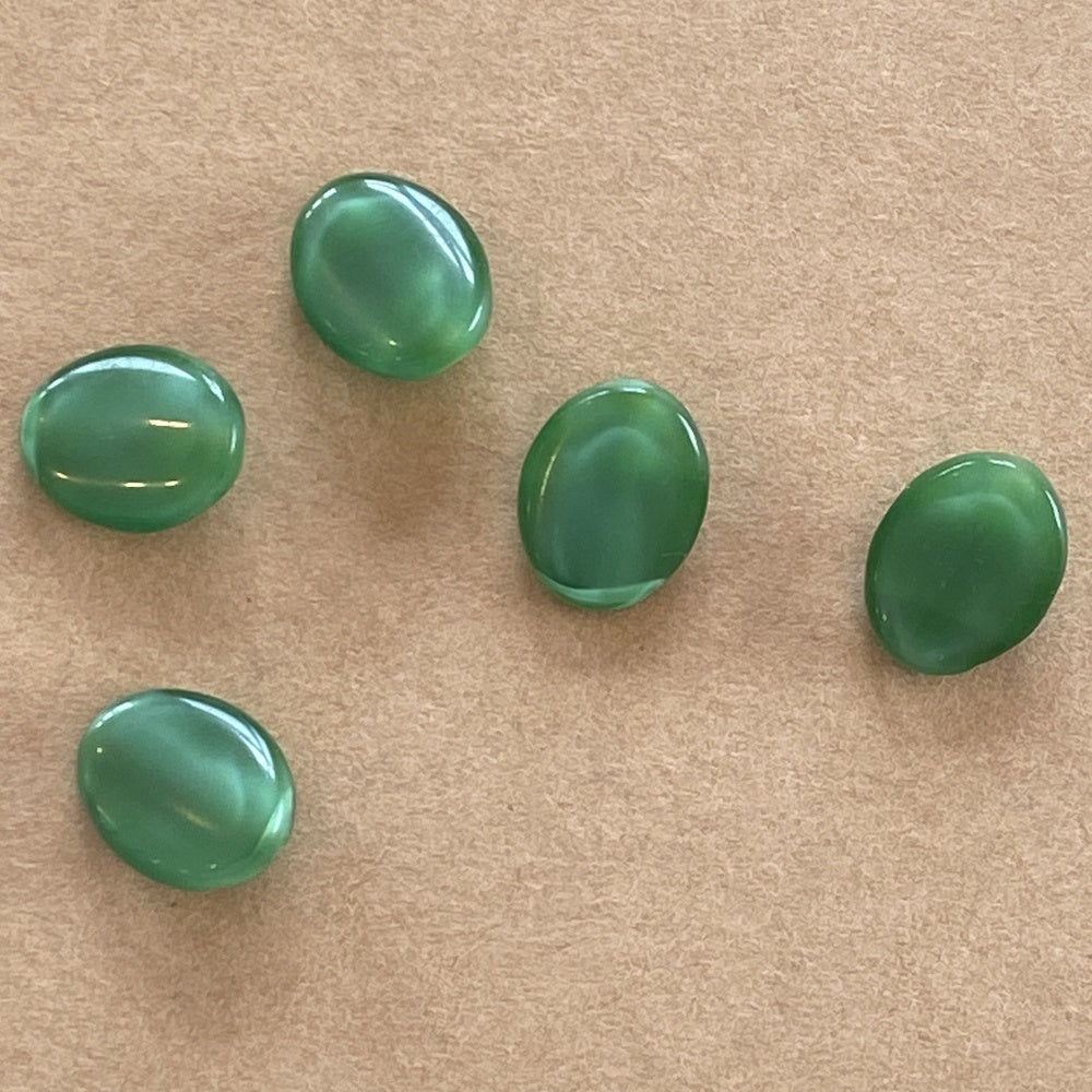 Green Lozenge Oval Glass Buttons x 5