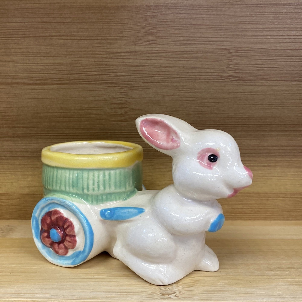 Vintage Bunny Pulling Cart Egg Cup