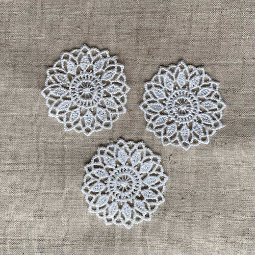 Venice Lace Applique Mini Doily x 3