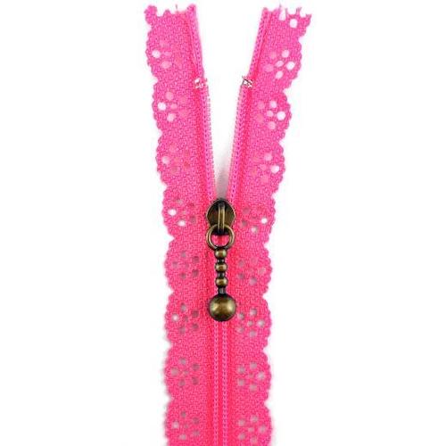 Lace Zip Hot Pink