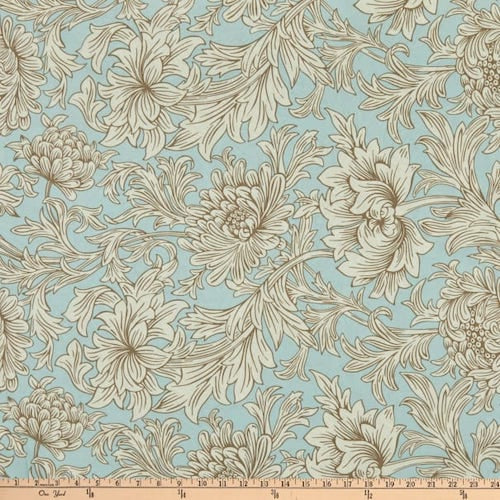 Morris & Co Chrysanthemum Toile in Sky Quilt Backer