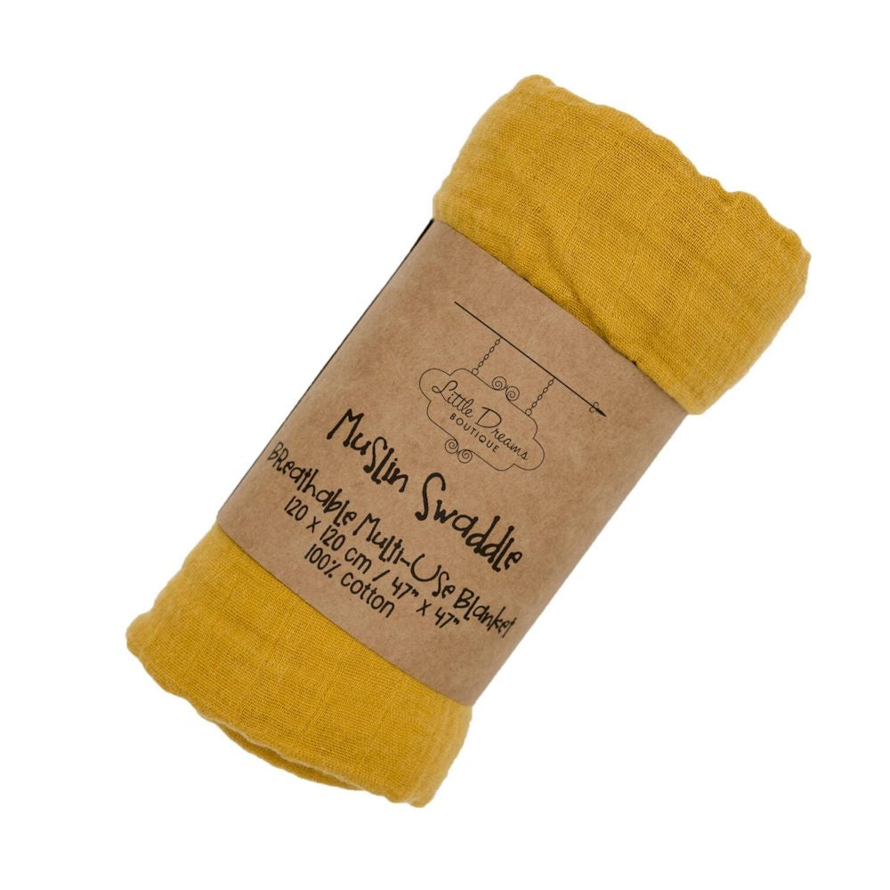 Muslin Swaddle Wrap Mustard