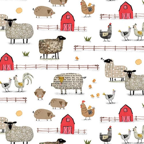 On the Farm Farm Scene in White