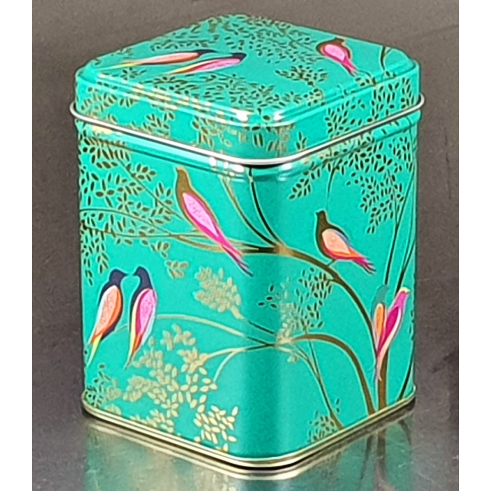 Sara Miller Green Birds Tin Tea Caddy