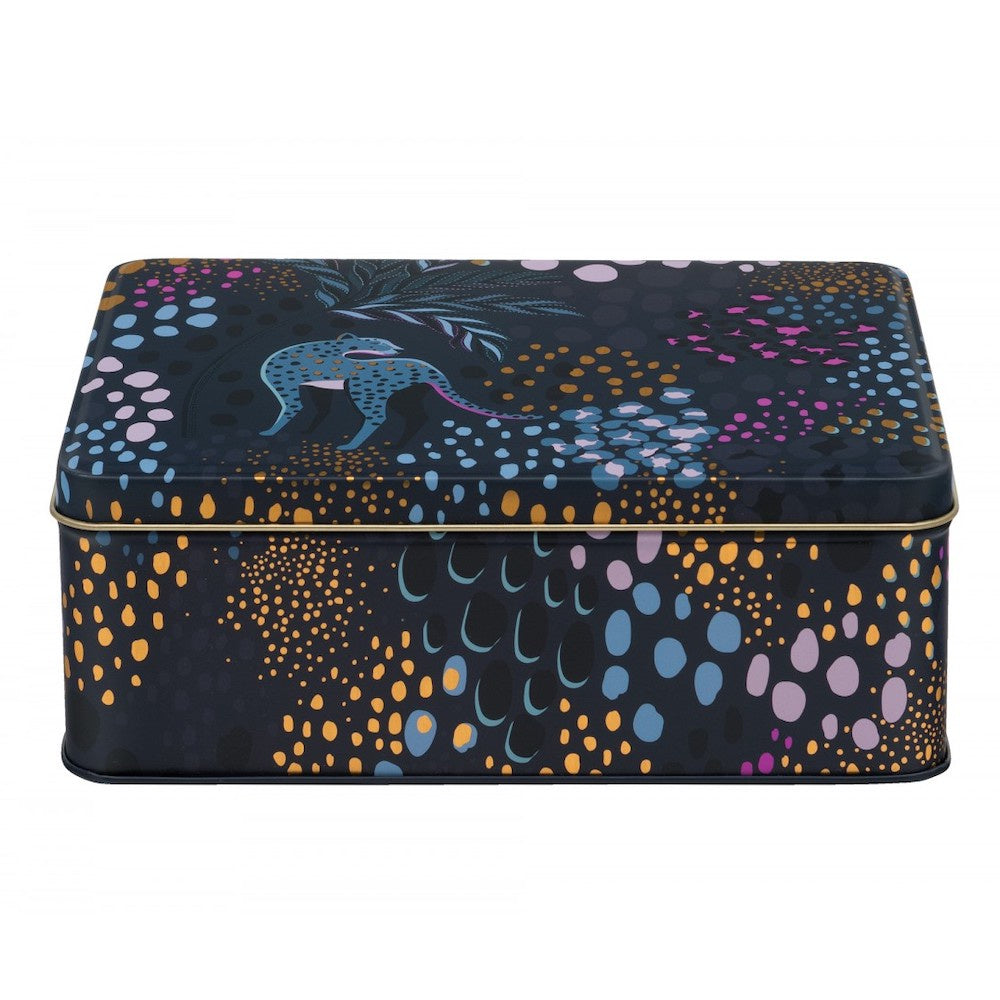 Sara Miller Jungle Midnight Jaguar Rectangular Tin